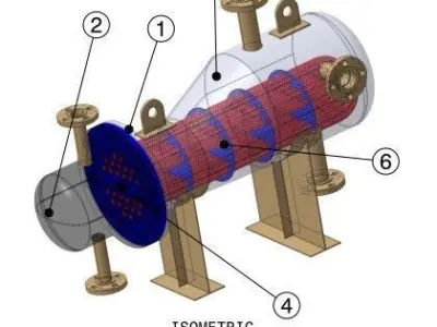 Kettle Type Heat Exchanger or Kettle Reboiler 3D model