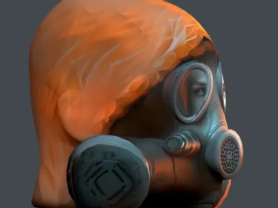 Gas mask helmet 3d model military combat fantasy Low-poly 3D model