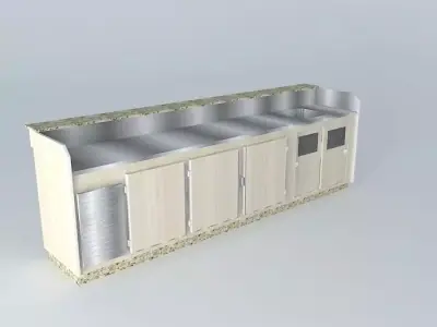 Kit kitchen counter with drawers and cabinets Free 3D model