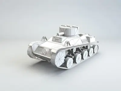 Low Poly Rikstanken light tank Low-poly 3D model