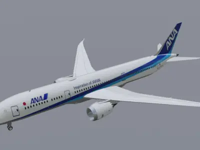 ANA Boeing 787-9 dreamliner low poly  Low-poly 3D model