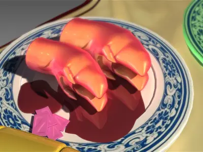 Chinese food Chinese food Table food fish lobster crab ham 3D model