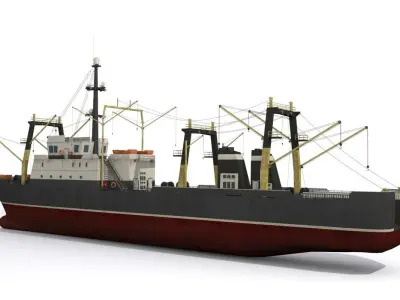 Trawler ship Low-poly 3D model