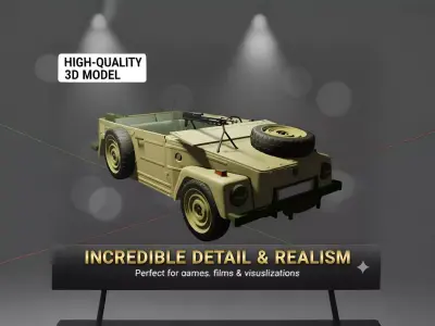 Game Ready Army Patrol Jeep Realistic WW2 Off-Road Vehicle Low-poly 3D model