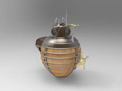 historical concept of old submarines 3D model