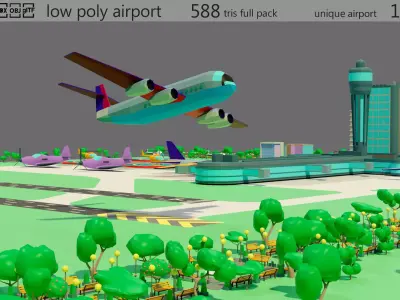 Cartoon airport Low-poly 3D model