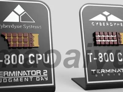 Terminator T2 and T5 T-800 CPU chip 3D print model