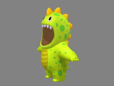 Cartoon dinosaur costume Low-poly 3D model