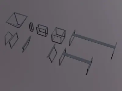 Modern Table Legs minimal set Low-poly 3D model