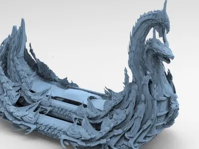 Kharon the Ferryman boat with ferryman 3D model