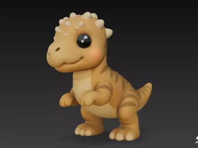 Cartoon Plush Pachycephalosaurus Low-poly 3D model