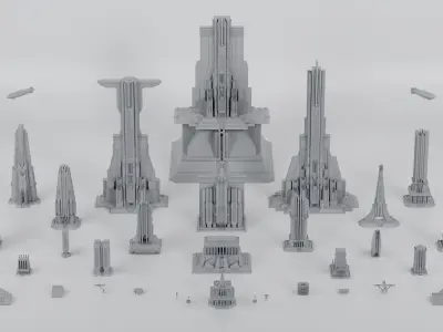Central City Realistic Imperial City Buildings and Assets 3D Kit Low-poly 3D model