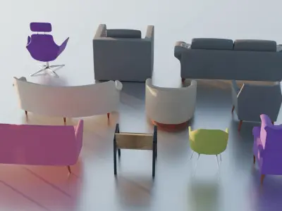 Armchair Pack Free low-poly 3D model