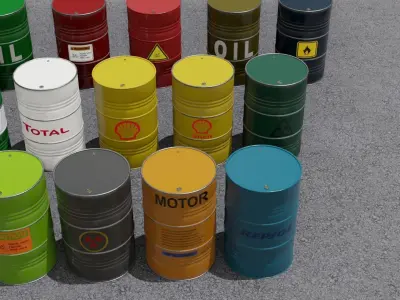 30 Barrel 3D models Low-poly 3D model