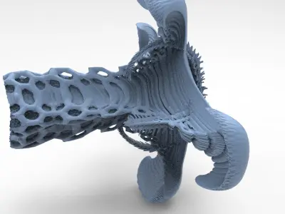 Alien Spine vertebrae stone 5 3D model