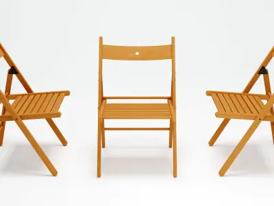 Chair wooden folding Free low-poly 3D model