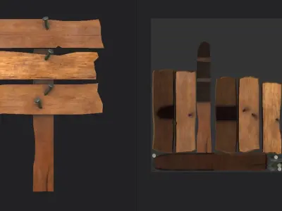Wood Sing Low-poly 3D model