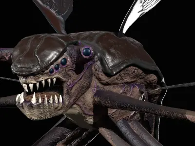 Bug 5 flying insect with wings Low-poly 3D model