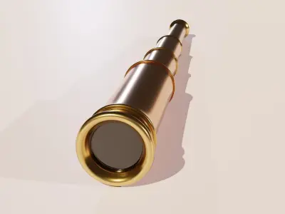 Spyglass gold telescope Free low-poly 3D model