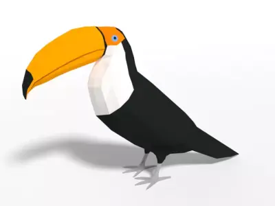 Low Poly Cartoon Toucan Bird Low-poly 3D model