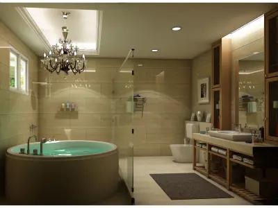 bathroom 3 with bathtub and sink 3D model