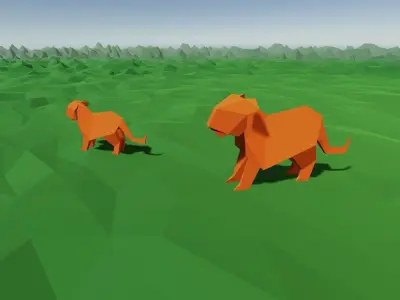 Origami Tiger Low-poly 3D model