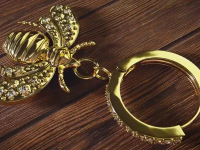 Jewelry Gold Bee Scene Low-poly 3D model