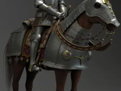 Knight with horse 3D model