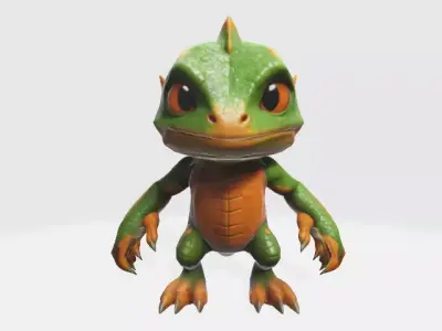 chibi lizard Low-poly 3D model