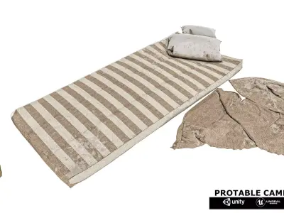 Protable Camping Bed Low-poly 3D model