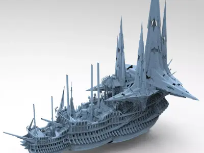 Sci fi Mongol pirate Ship 1 3D model