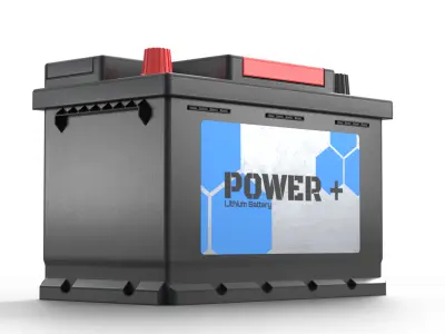 Lithium Car Battery Low-poly 3D model