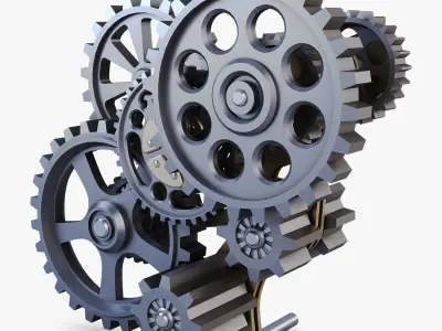 Gear Mechanism Low Poly v 7 Low-poly 3D model