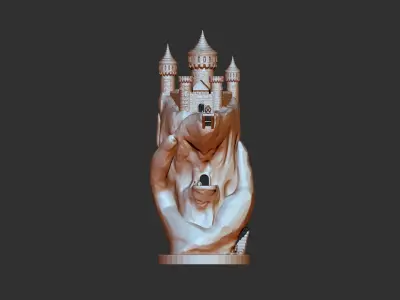 Handcastle 3d print statue of castle 3D model