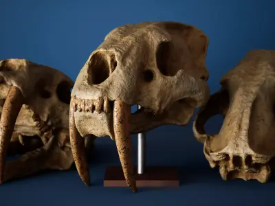 Saber Toothed Tiger Skull Low-poly 3D model
