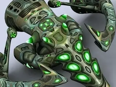 3DRT - Alien Motherships Low-poly 3D model