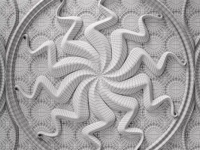 Gothic stained glass round window 3D model