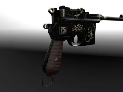 Mauser C96 German WW2 pistol Low-poly 3D model