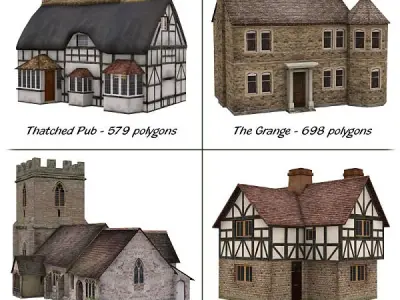 Low-Poly Buildings in 3ds obj and fbx formats 3D model