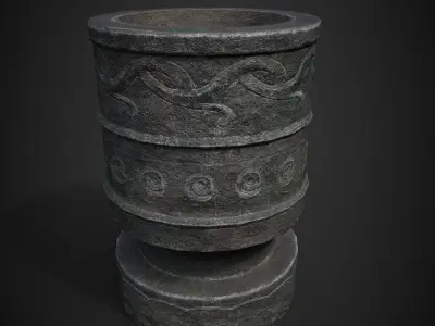 OLD STONE FIRE POTLOWPOLY GAME ASSET Low-poly 3D model