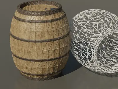 Low Poly Wooden Barrel Free low-poly 3D model buy