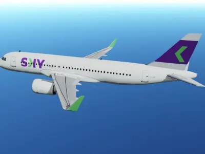 Sky airlines airbus a320neo low poly 3d model  Low-poly 3D model