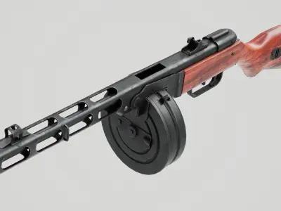 PBR Soviet PPSh-41 submachine gun Low-poly 3D model