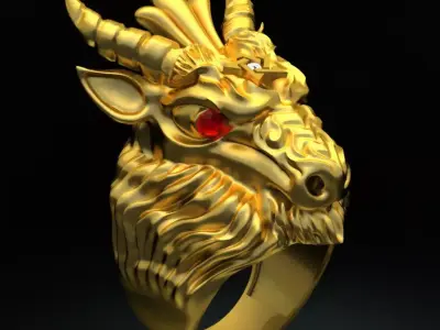 Nhan Nam Dau De - Men Ring Goat Head 3D print model