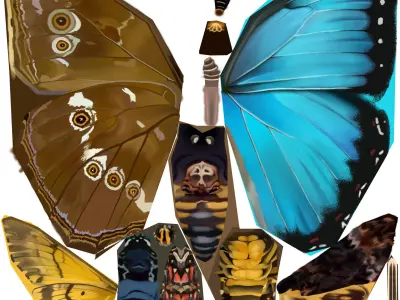 Low-Poly Hand-Painted Morpho Butterfly Low-poly 3D model