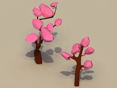 Low Poly Cherry Trees Low-poly 3D model