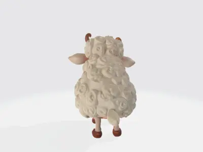 Cartoon sheep Low-poly 3D model