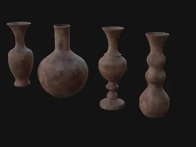 old Vases set 3 Low-poly 3D model