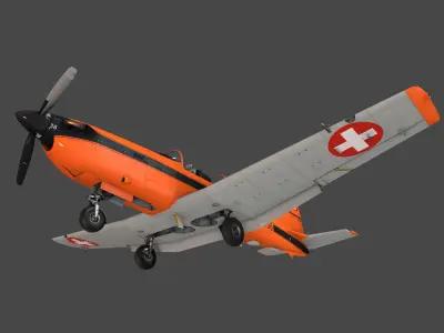 Pilatus PC-7 Mk-I SAFOrange Low-poly 3D model