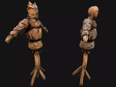 Wooden Dummy Medieval Training Camp Environment  Low-poly 3D model